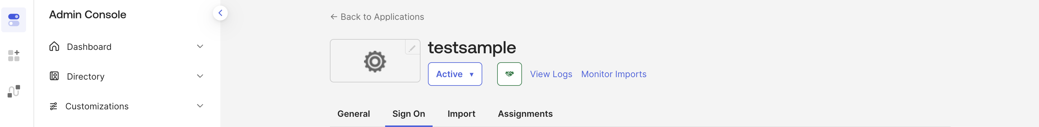 The Sign On tab of the Okta app showing the Settings card with the Edit link