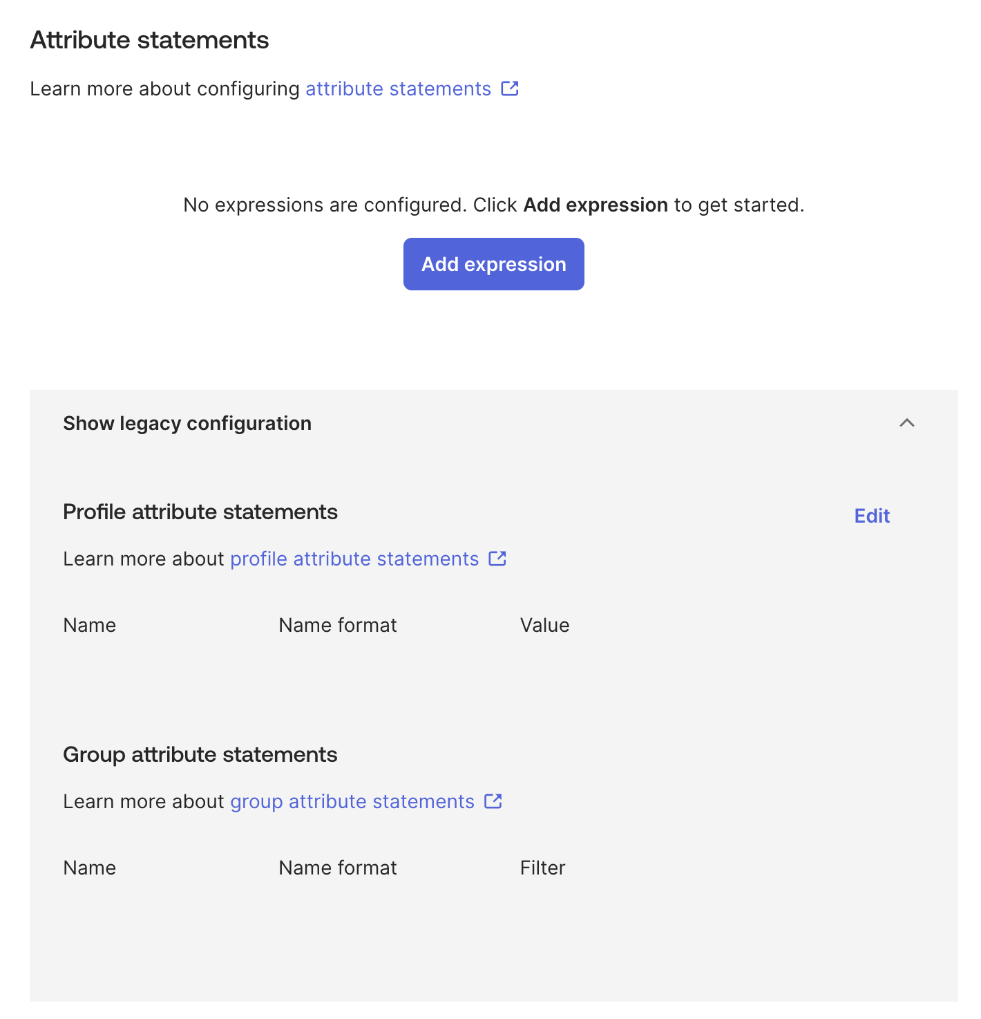 The attribute statement configured with the user.email value