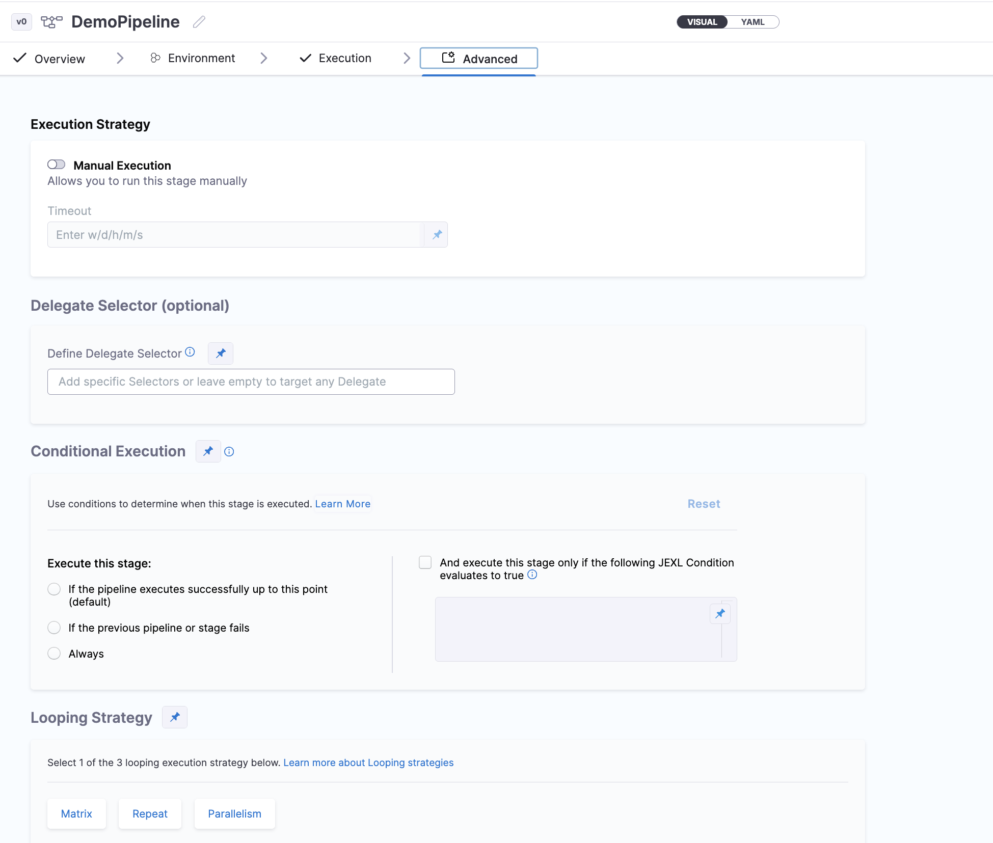 pipeline advanced tab