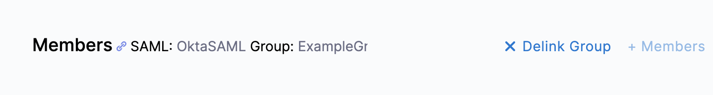 The Delink Group action on a Harness user group linked to an Okta group